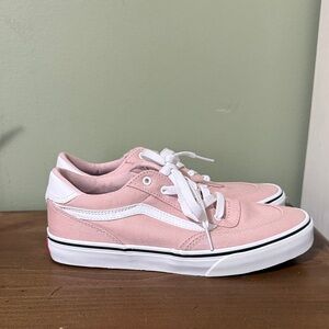 Vans Pink Low-Top Canvas Sneakers with White Stripe